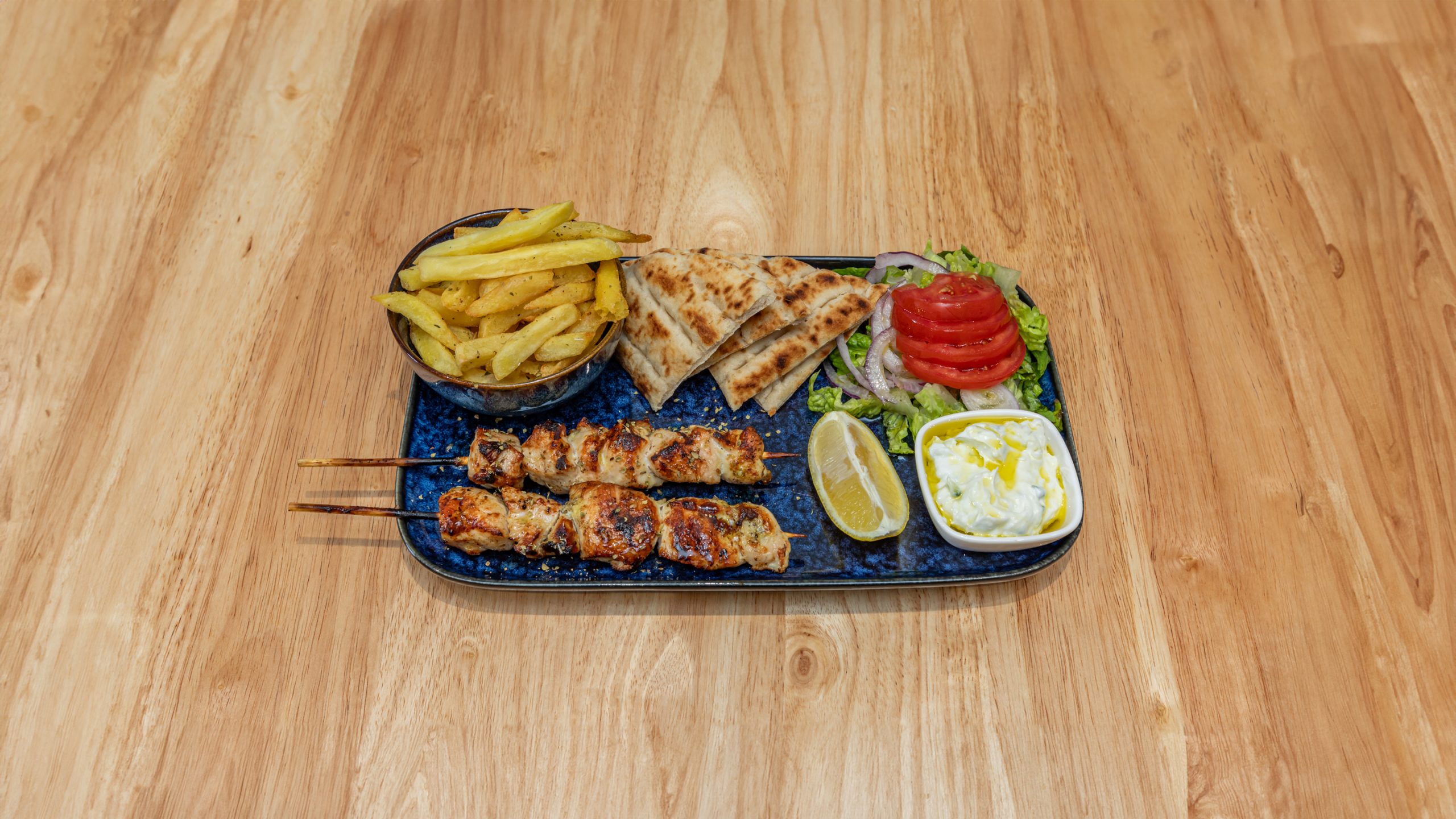 The classic greek, Souvlakia chicken portion